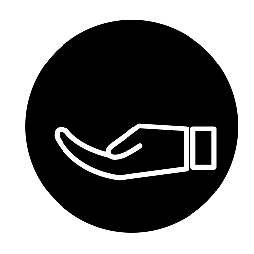 Receiving hand outline with palm up inside a circle