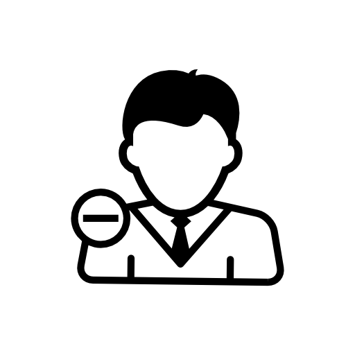 Young businessman close up user with minus symbol