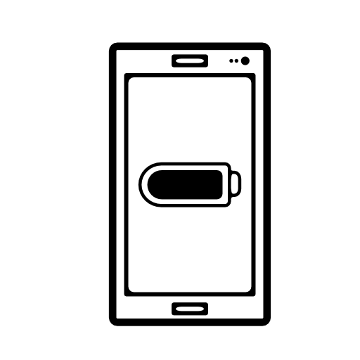 Phone battery status symbol full or empty on screen