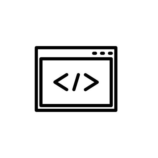 Browser window with code signs in a circle