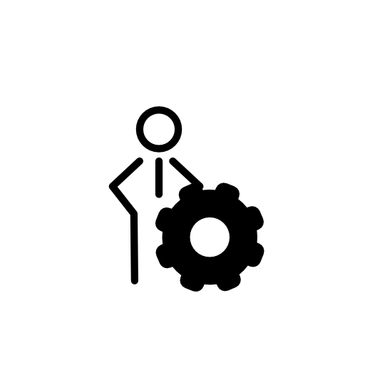 Person outline with cogwheel symbol