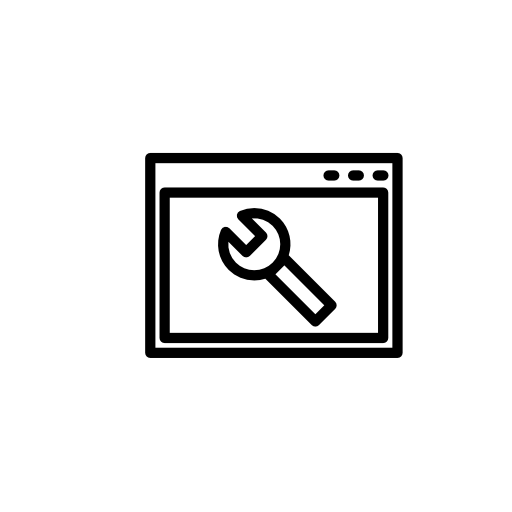 Browser setting interface circular symbol of a wrench in a window outlines inside a circle