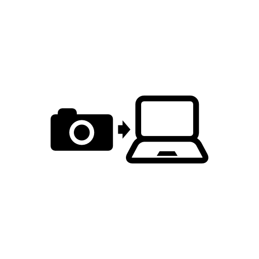 Photo transference to a laptop interface tools symbol
