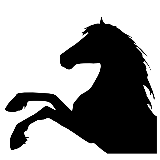 Horse raising feet side view silhouette head part