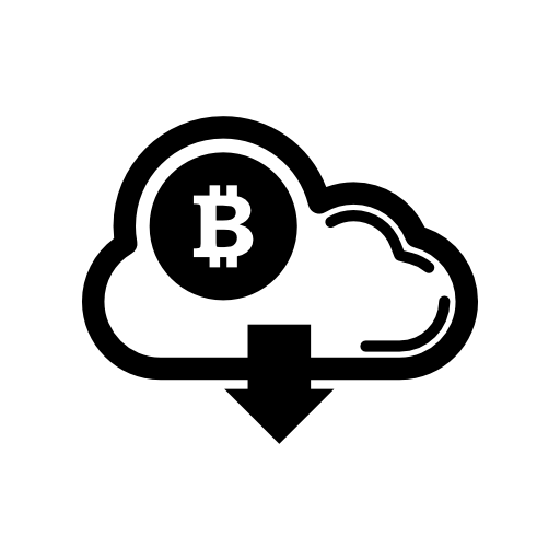 Bitcoin on cloud with down arrow symbol