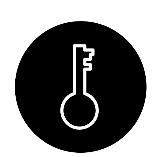 Key outline password interface symbol inside a circle