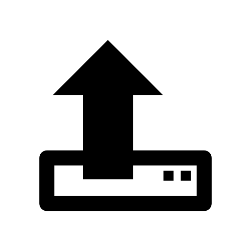 Upload symbol of up arrow and a hard disk