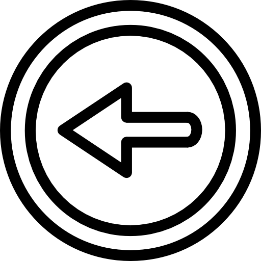 Previous left arrow circular symbol outline