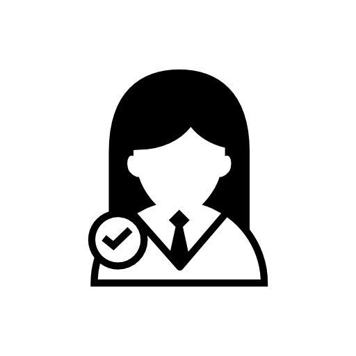 Female user verified symbol for interface