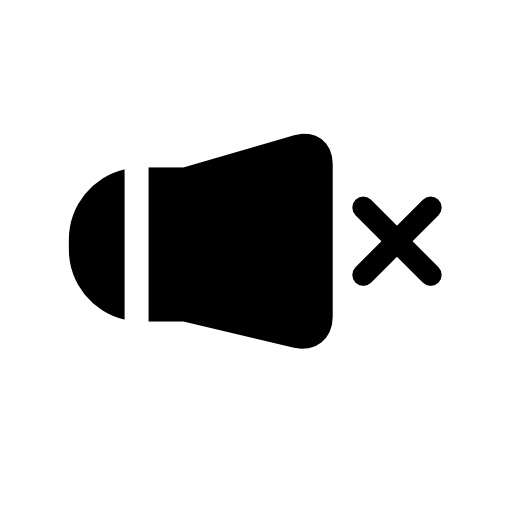 Mute phone speaker interface symbol with a cross