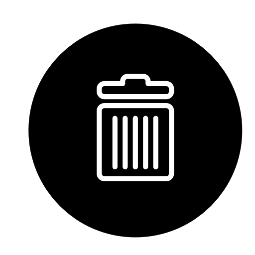 Recycle bin outline symbol inside a circle