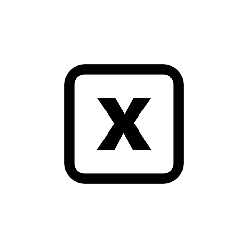 Close square rounded interface symbol with a cross