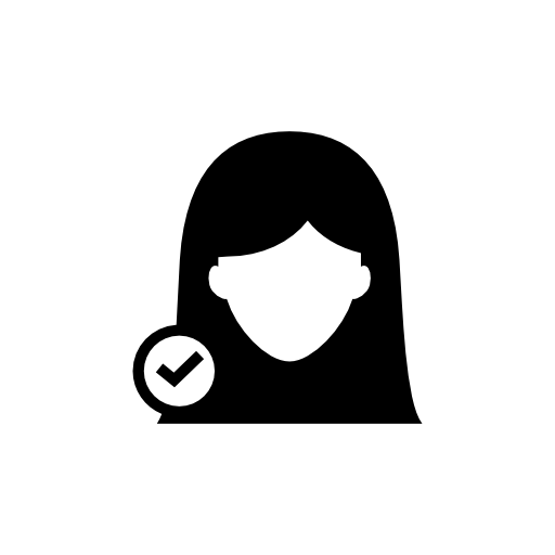 Female user verified symbol for interface