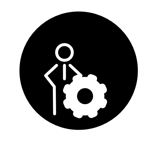 Person outline with cogwheel symbol
