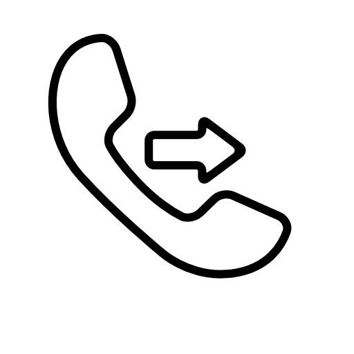 Call symbol of telephone auricular with an arrow facing and pointing to right