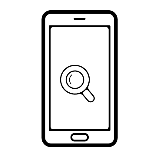 Magnifier on phone screen search interface symbol