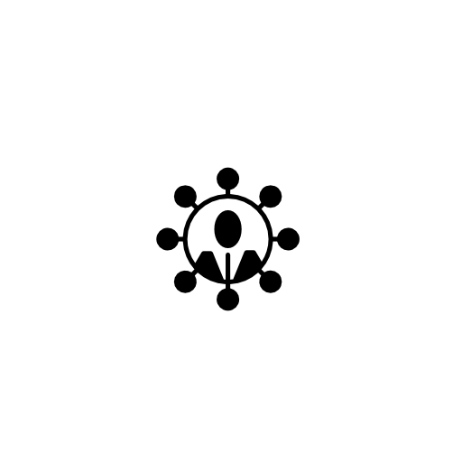 Small person in a circle surrounded by arrows circular interface symbol