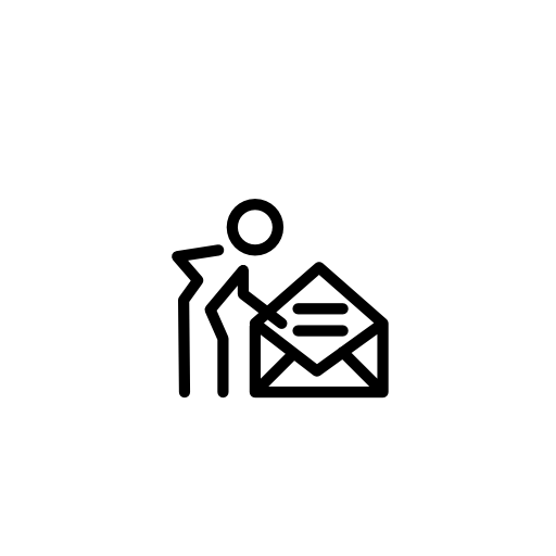 Person with an opened email envelope inside a circle