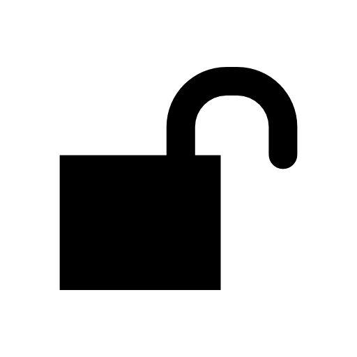 Unlock interface symbol of an opened padlock black silhouette