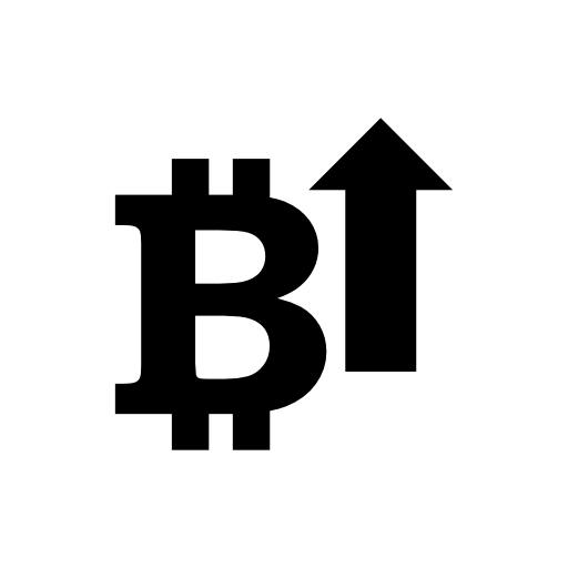 Bitcoin with an up arrow