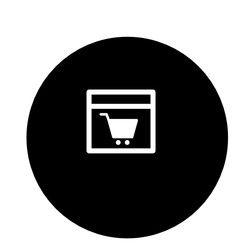 Shop with cart in window inside a circle