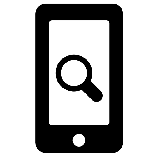 Magnifier on phone screen search interface symbol