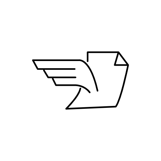 Folded document with wings