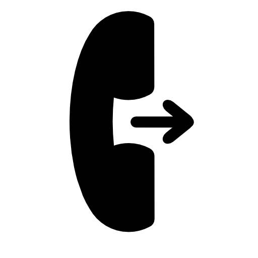 Call symbol of telephone auricular with an arrow facing and pointing to right