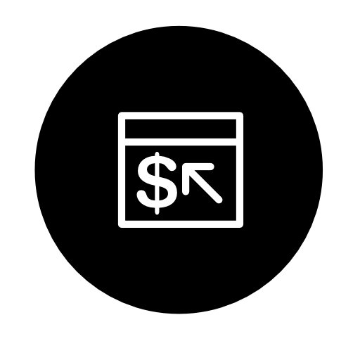 Browser cash symbol thin outline inside a circle