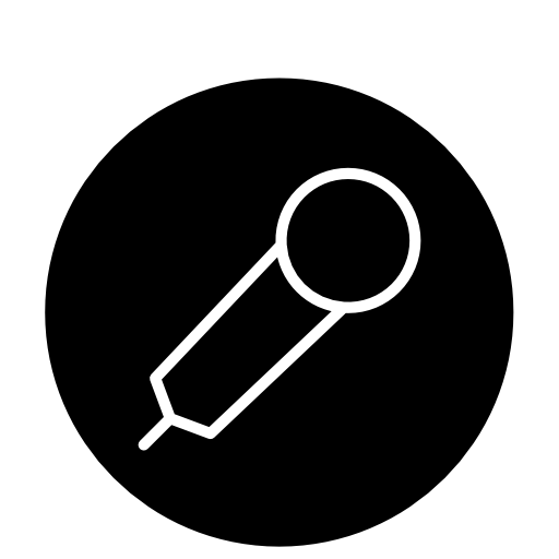 Microphone outline symbol in a circle