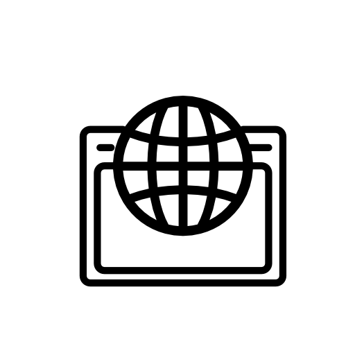 World grid with open browser in a circle