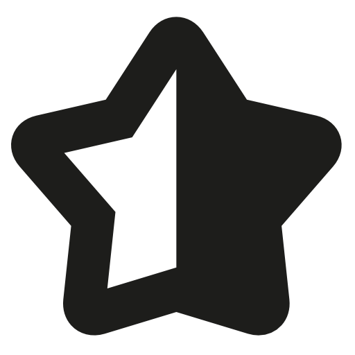 Star shape symbol with half black and half white