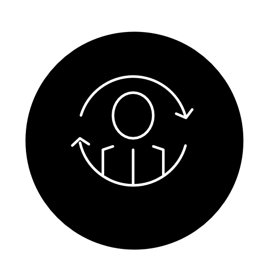 Person or personal synchronization circular symbol