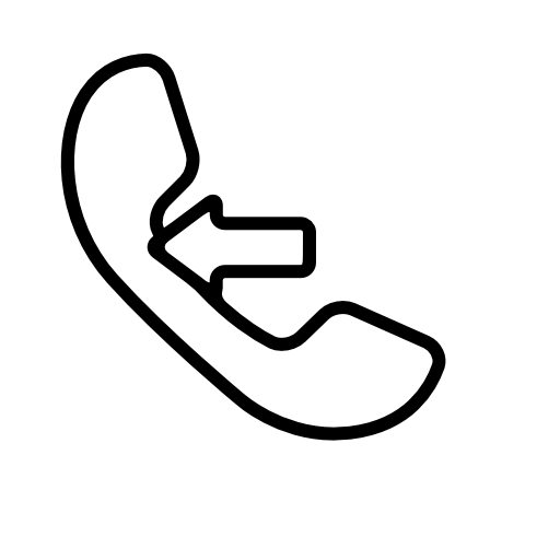 Incoming call symbol of an auricular with an arrow