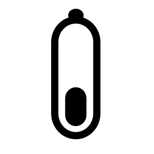 Battery of rounded shape in vertical with low charge