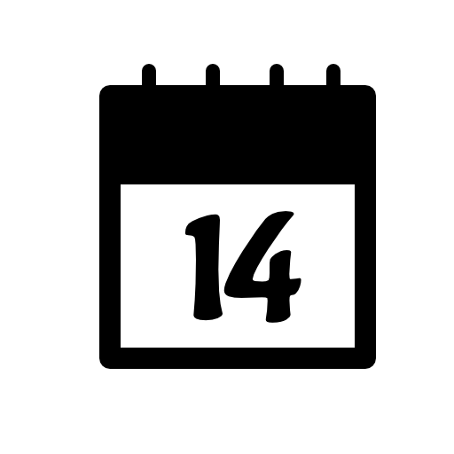 February 14 calendar page interface symbol