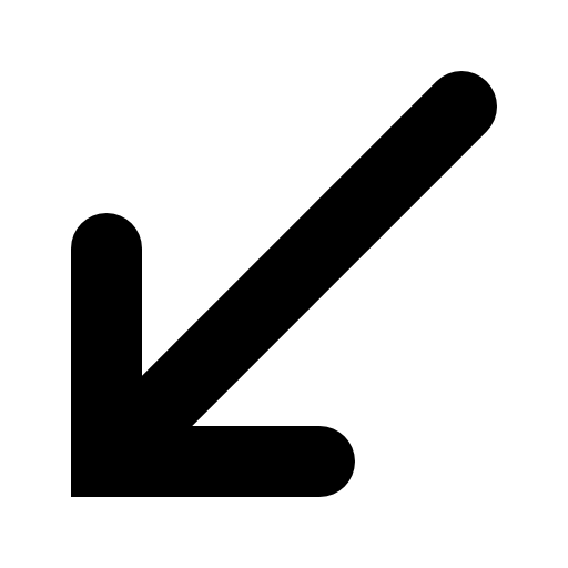 Arrow of rounded lines pointing down left