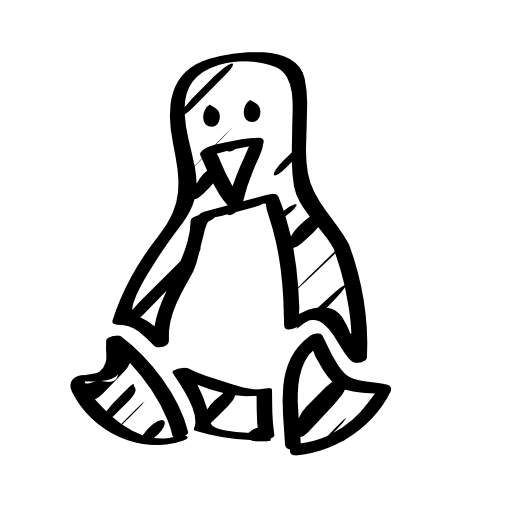 Linux penguin sketched logo outline