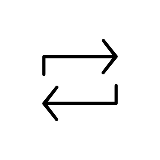 Two opposite arrows with thin outlines