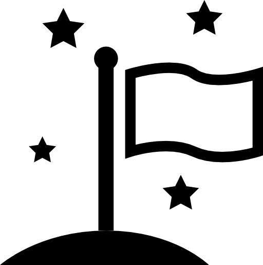 Flag outline on a pole with stars around