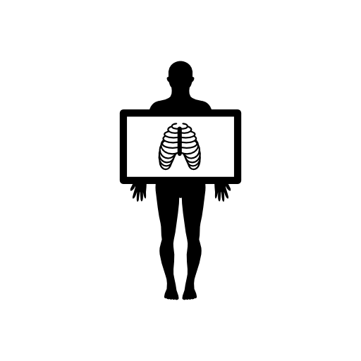 Standing male silhouette with x-ray view of the lungs