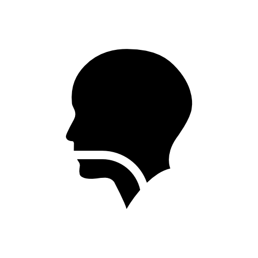 Human head silhouette with a line in mouth pharynx and larynx
