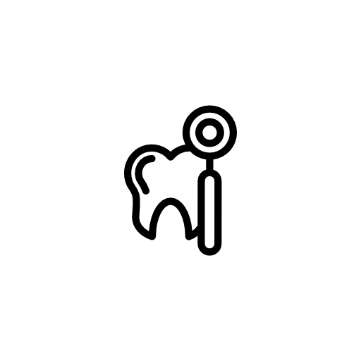 Tooth with a dentist tool outlines