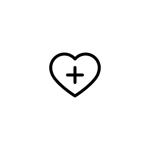 Heart outline with a plus sign inside