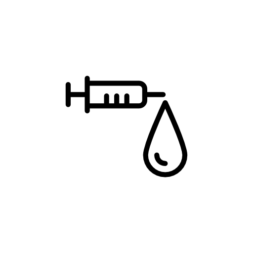 Small syringe with large droplet of fluid
