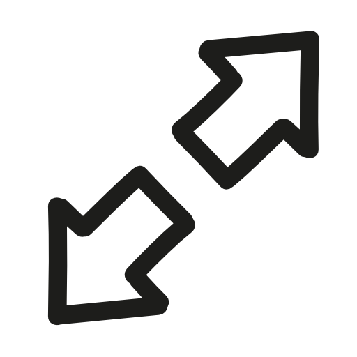 Expand hand drawn interface symbol of two opposite arrows outlines