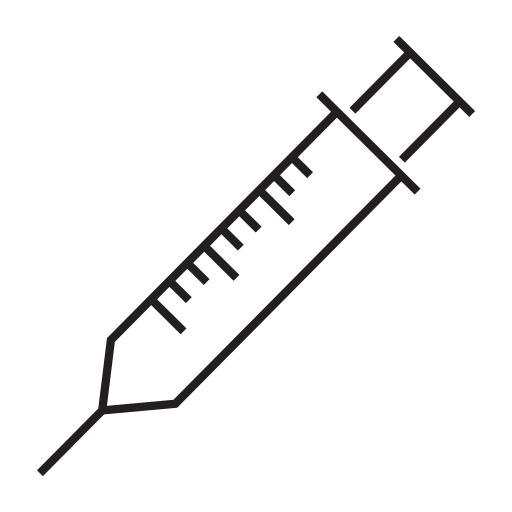Filled syringe with markings