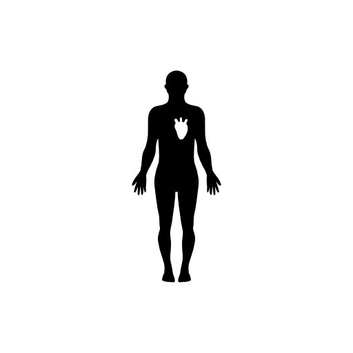 Human silhouette with white image of the heart