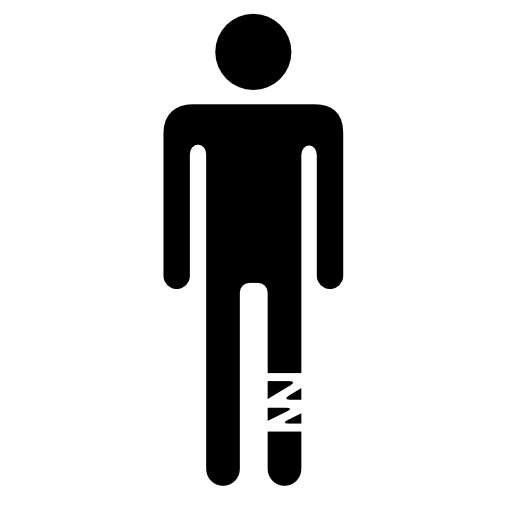 Injured leg of a standing man silhouette