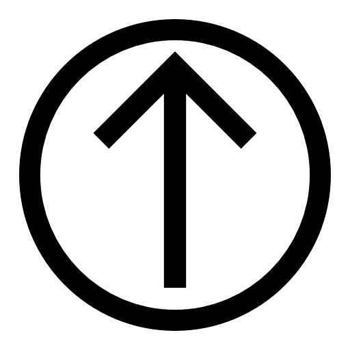 Arrow up inside a circle outline, IOS 7 symbol